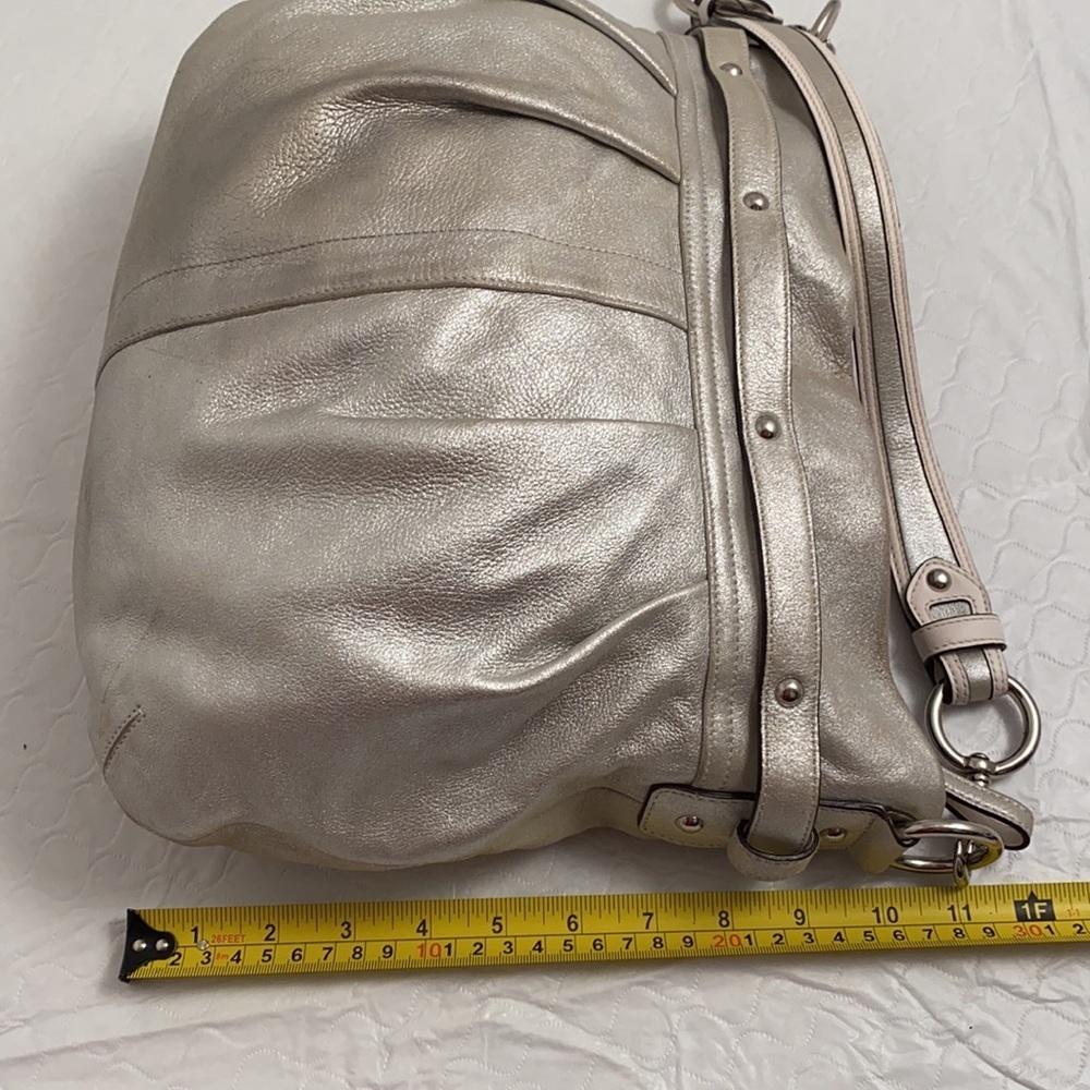 Coach silver metallic soft goat suede leather hobo bag with nickel hardware - Picture 9 of 15